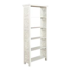 Trellis Lane Accent Bookcase in Weathered White, Black