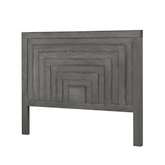 Dusty Charcoal Panel Headboard, Heavy Distressing, Solid Wood Farmhouse Design