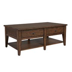 Lake House Cocktail Table in Rustic Brown Oak
