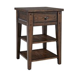 Lake House Chair Side Table in Rustic Brown Oak