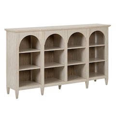 Accent Cabinet Eclectic Open Front 8 Adjustable Shelves - Natural Oak Wood