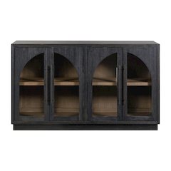 Archway 4 Door Accent Cabinet with Glass Door for Living Room - Charcoal