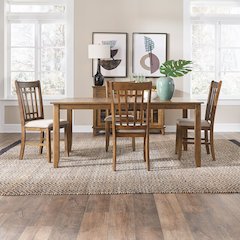 Santa Rosa 5 Piece Rectangular Table Set - 4 Lattice Back Side Chairs - Antique