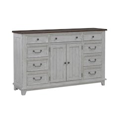 River Place 2 Door 9 Drawer Bedroom Dresser Cottage - Riverstone White & Tobacco