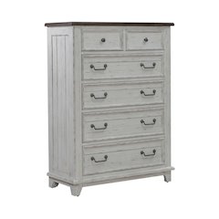 River Place 6 Drawer Bedroom Chest Cottage - Riverstone White & Tobacco