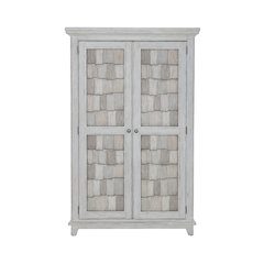 River Place Bedroom Armoire Cottage Shingle Accents - Riverstone White & Tobacco