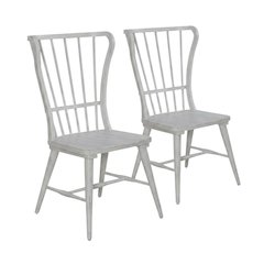 Pine Windsor Dining Chairs for Kitchen, Riverstone White & Tobacco, Set of 2