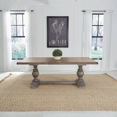 River Place Trestle Table Self Storing 18" Leaf - Riverstone Gray & Tobacco