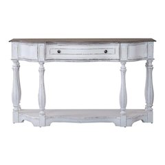 Antique White Console Table with Drawer and Bottom Shelf for Hallway
