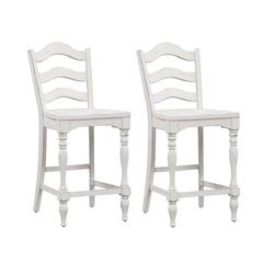 Magnolia Manor Ladder Back Counter Chair (RTA)-Set of 2 in Antique White
