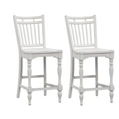 Magnolia Manor Spindle Back Counter Chair (RTA)-Set of 2 in Antique White