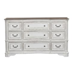 Magnolia Manor 9 Drawer Dresser in Antique White