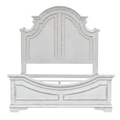 Solid Wood Queen Panel Bed with Tall Headboard, European Traditional, White