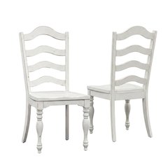 Solid Wood Ladder-Back Farmhouse Dining Chairs, White, Set of 2