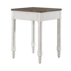 Corner Filler Table European Traditional  - Antique White & Weathered Bark