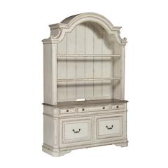Magnolia Manor 3 Piece Desk & Hutch Set in Antique White