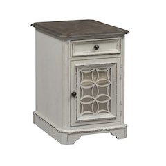 White End Table With Drawer and Cabinet, Accent Table With Storage