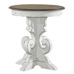 Magnolia Manor Round End Table in Antique White