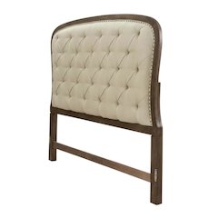 Dusty Taupe Tufted Panel Headboard with Black Finish Poplar Solids Wood