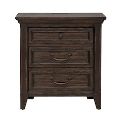 Paradise Valley Bedroom Nightstand with AC USB Charging Station - Saddle Brown
