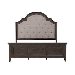 King Uph Bed in Rubberwood Solids & Split Heart White Oak Veneers