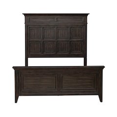 Queen Panel Bed in Rubberwood Solids & Split Heart White Oak Veneers