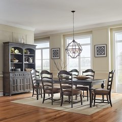 Paradise Valley 7 Piece Rectangular Table Set - 6 Ladder Back Chairs - Saddle