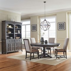 Paradise Valley Optional 5 Piece Pedestal Table Set - 4 Upholstered Back Chairs