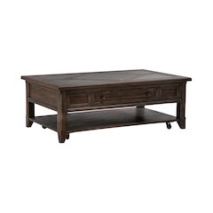 Living Room Rectangular Cocktail Table Traditional - Saddle Brown Oak Wood