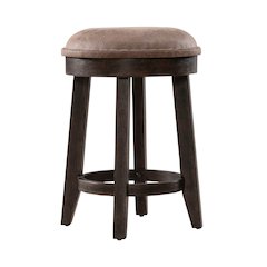 Paradise Valley Upholstered Console Stool 25" Height  - Saddle Brown Oak Wood