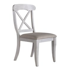 Ocean Isle Upholstered X Back Side Chairs - Set of 2 Seating - Antique White