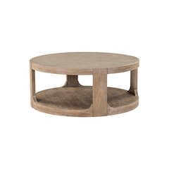 Living Room Round Cocktail Table - Burnished Clay Oak Wood