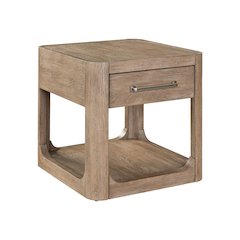 Living Room End Table Contemporary with Storage Drawer - Burnished Clay Oak Wood