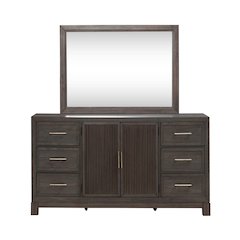 Modern Edge Dresser & Mirror Set for Bedroom - Caffe