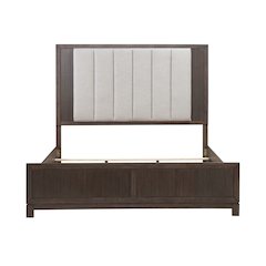 Modern Edge Queen Upholstered Bedframe for Bedroom - Caffe Brown