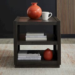 Modern Edge End Table for Living Room Contemporary - Caffe Brown
