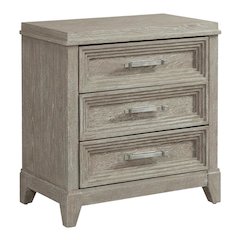 Washed Taupe Nightstand with 3 Drawers and Contemporary Style
