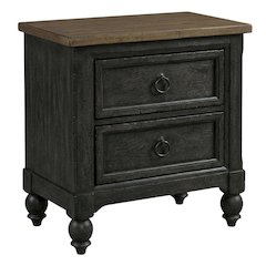 Black Nightstand with Charging Station and Traditional Style for Bedroom Storage