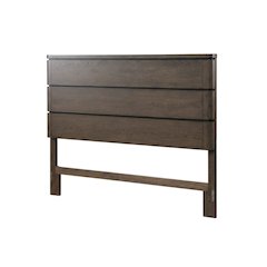 Brown King Panel Bed Headboard with LED Touch Light and Oak Veneers