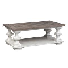 Sedona Cocktail Table in Heavy Distressed White w/ Gravel Top