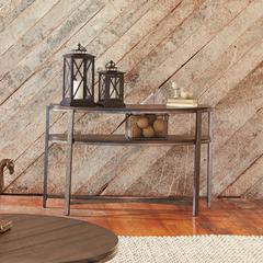 Breckinridge Demilune Sofa Table in Mahogany Spice w/ Pewter Metal