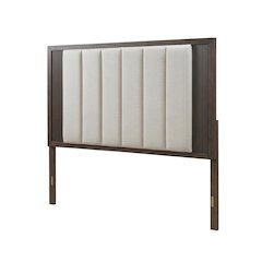 Upholstered Caffe Headboard with Modern Panel Design and Mounting Hardware