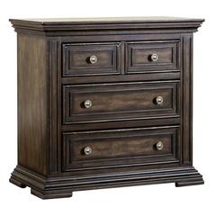 Big Valley Bedside Chest w/ Charging Station in Brownstone w/ Heavy Distressing
