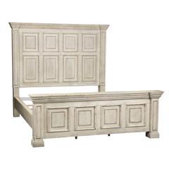Big Valley King California Panel Bed in Whitestone w/ Heavy Distressing