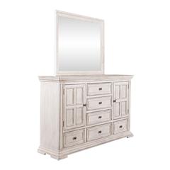 Big Valley Dresser & Mirror in Whitestone w/ Heavy Distressing