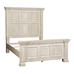 Big Valley Queen Panel Bed in Whitestone w/ Heavy Distressing