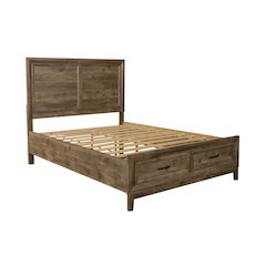Ridgecrest Queen Storage Bed Frame with Footboard Drawers - Cobblestone Brown