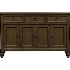 Solid Wood Farmhouse Buffet Cabinet with Drawers and Storage Cabinet, Brown