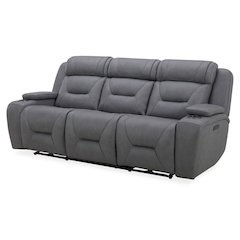 Power Recline Sofa & Recliner with Charging Ports - Aline Blue Gray Leather