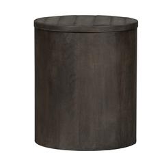 Modern Farmhouse Drum End Table in Dusty Charcoal w/ Heavy Distressing